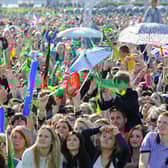 The Evening Celebrations at The Olympic Torch Relay as it came to Southsea Common early on Sunday evening 
There were stage acts as well as Rizzle Kicks a pop duo,  as 65000 people enjoyed the free spectacle 
Picture: Malcolm Wells (122387-5796)
