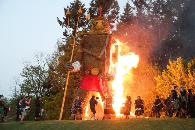 Its's alight! The event culminates with the burning of a 40ft wickerman.
