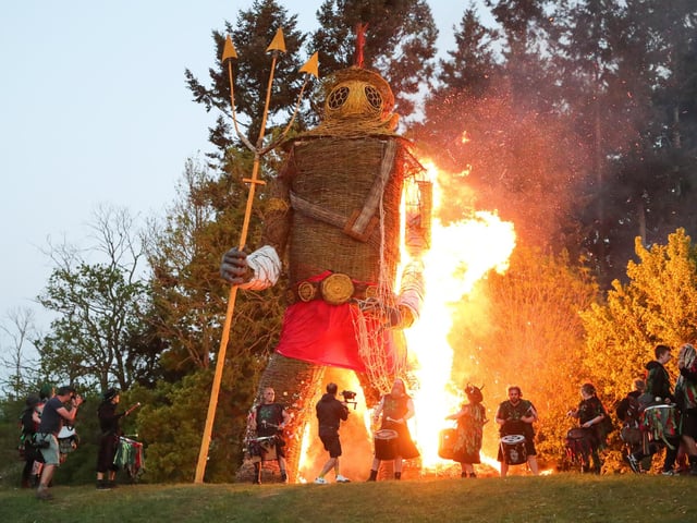 Its's alight! The event culminates with the burning of a 40ft wickerman.