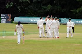 Sarisbury celebrate the dismissal of Portsmouth's Joe Smitherman.

Picture: Sarah Standing