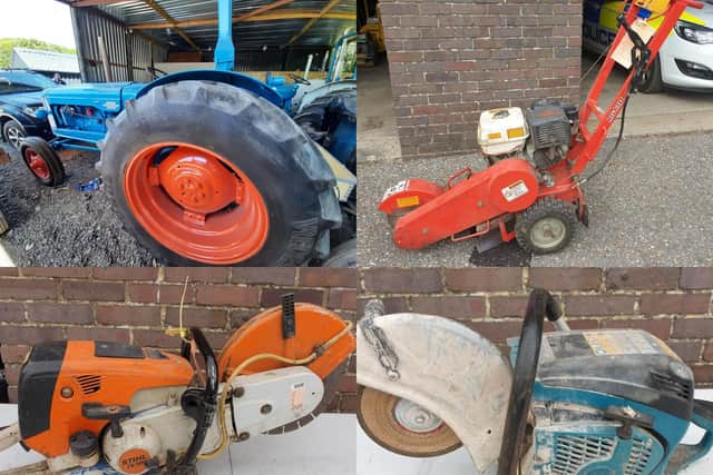 Several pieces of farming machinery were recovered by Hampshire and Dorset police.