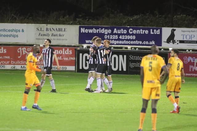 Bath celebrate taking an early 2-0 lead. Pic: Kieron Louloudis