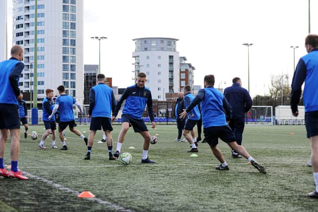 US Portsmouth train on Tuesday evening ahead of their FA Vase semi-final. Picture: Chris Moorhouse