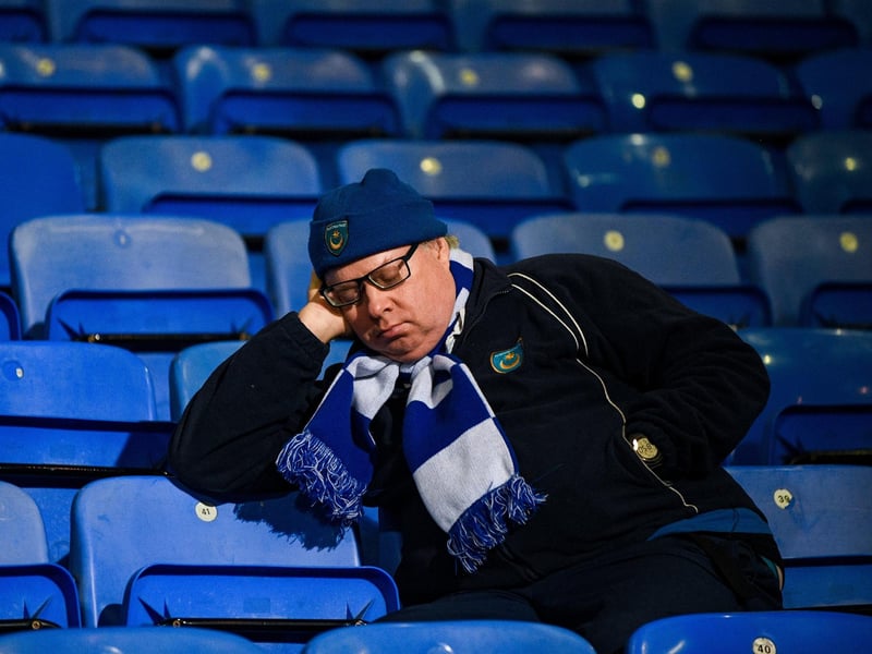 This Pompey fan saw the 1-1 draw at Bolton in April the perfect opportunity to have a afternoon nap!