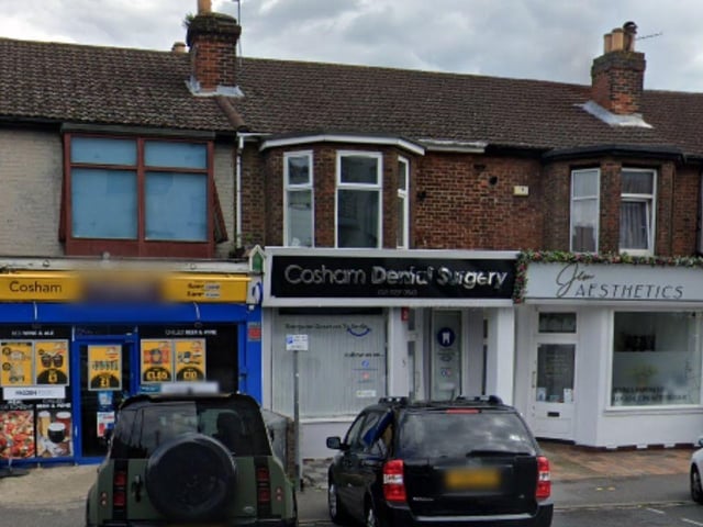 Cosham Dental Surgery on Portsmouth Road has a rating of 4.1 from 15 Google reviews. One patient said: "Excellent service, friendly staff, would highly recommend!"