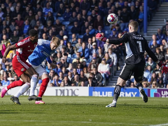 Joe Pigott heads home the only goal of the game.