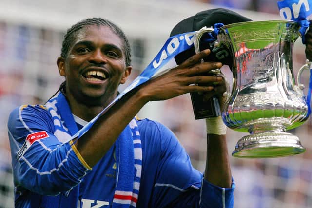 Gareth Evans has drawn level with Kanu and Matt Taylor for scoring in six successive Pompey seasons. Picture: Carl De Souza/AFP via Getty Images