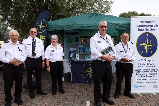 From left, Rod Wiltshire, Peter Selley, Barbara Suggitt, Richard Suggitt and Graham Mepham, all of National Coastwatch, known as NCI. 999 Day at Port Solent
Picture: Chris Moorhouse (jpns 030922-05)