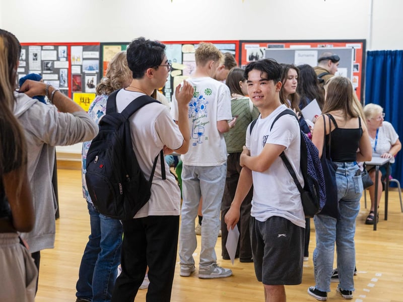 The nervous wait to collect results at City of Portsmouth College results day 2024.