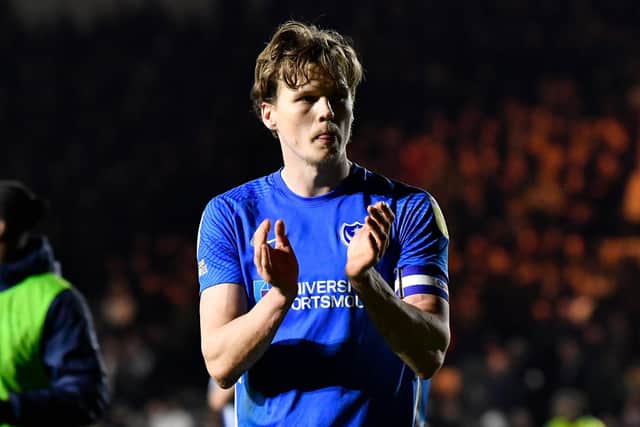 Sean Raggett thinks Pompey need to win the majority of their final eight-games for a chance of making the play-offs.   Picture: Graham Hunt