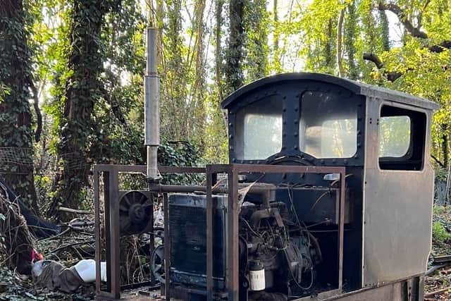 The locomotive as it is today, prior to a full and extensive rebuild and overhaul. 
(Photo credit: Hayling Light Railway Trust)