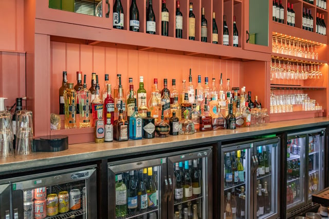 Brasserie Blanc's well-stocked bar. Picture: Mike Cooter (280424)