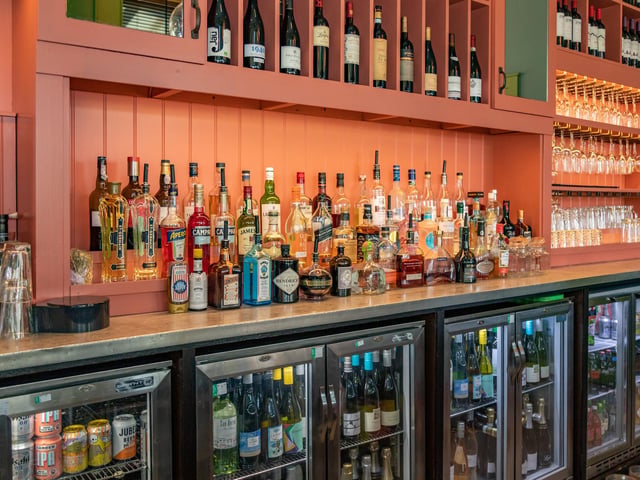Brasserie Blanc's well-stocked bar. Picture: Mike Cooter (280424)