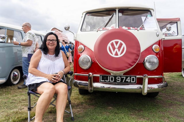 Paula le Marechal and her VW van at the Beach Dubbin' Volkswagen fiesta on Southsea Common today (August 4).