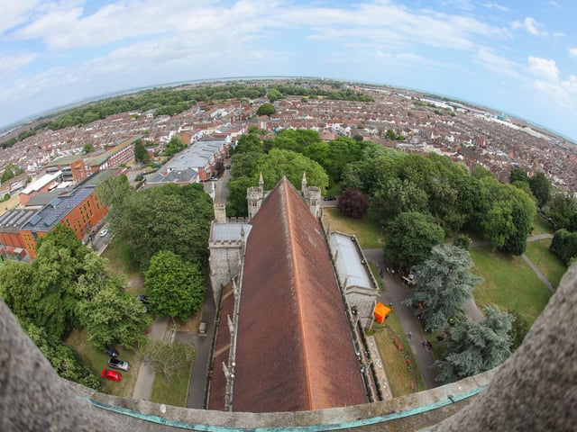 Views of the city from the church tower.
Picture: Stuart Martin (220421-7042)