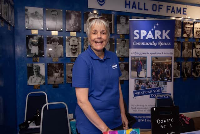 Health and wellbeing fayre at Fratton Park, Portsmouth on Friday 29th April 2022

Pictured: Rebecca Simmons of Spark Community

Picture: Habibur Rahman