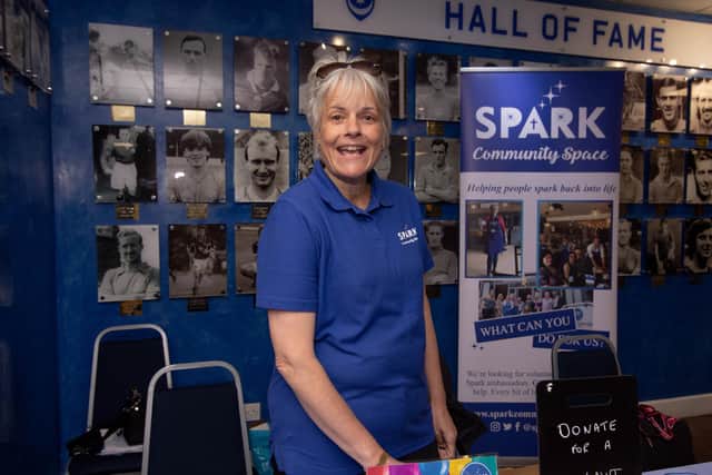 Health and wellbeing fayre at Fratton Park, Portsmouth on Friday 29th April 2022

Pictured: Rebecca Simmons of Spark Community

Picture: Habibur Rahman