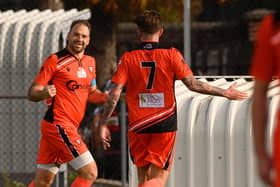 Brett Pitman, left, scored twice for Portchester in Tuesday's 2-2 Wessex draw at Horndean.
Picture: Keith Woodland