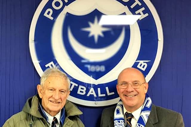 Patrick and his son Paul at Fratton Park.