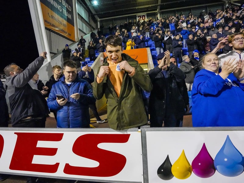 Pompey were accompanied by more than 1,500 fans for the trip to Shrewsbury