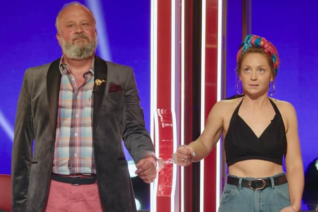 Anthony and Tilly, handcuffed and preparing to meet for the first time in the new Channel 4 reality show Handcuffed: Last Pair Standing (Picture: 72 Films)