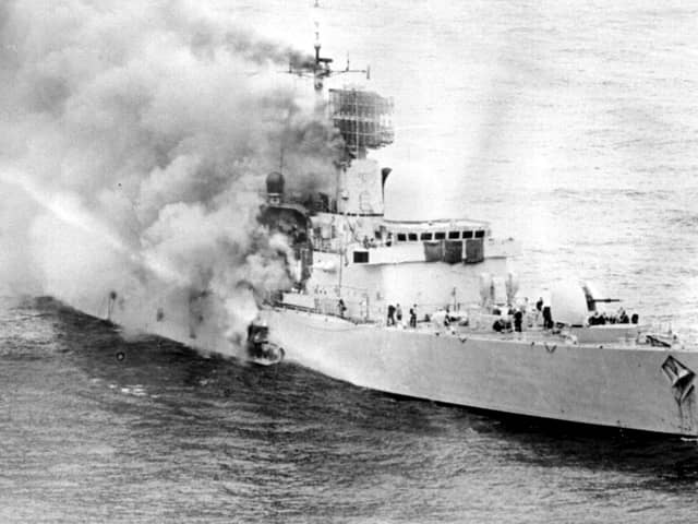 Twenty people died when the HMS Sheffield was hit during the Falklands War. Picture: PA