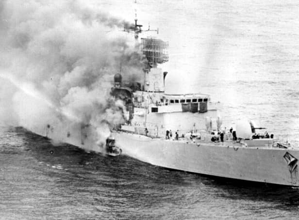 Twenty people died when the HMS Sheffield was hit during the Falklands War. Picture: PA