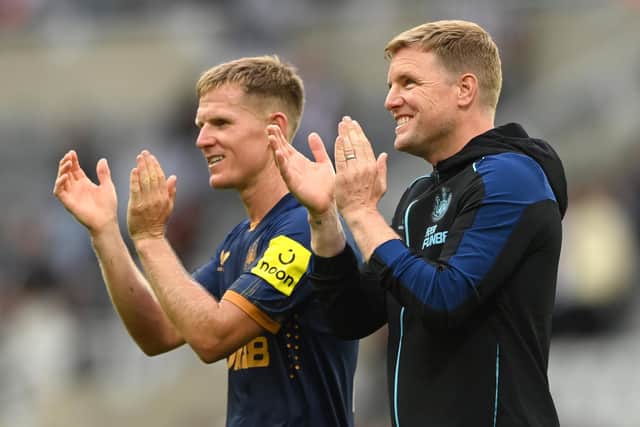 Matt Ritchie, left, and Eddie Howe. Picture: Stu Forster/Getty Images