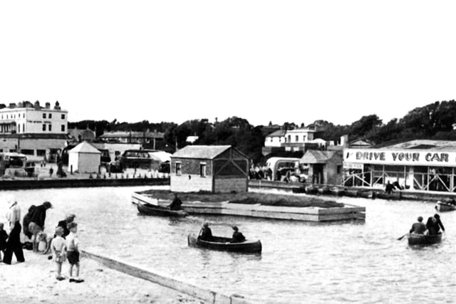 The boating lake, Hayling Island
Perhaps the late 1940s or early 1950s, here we see the boating lake at Hayling funfair.