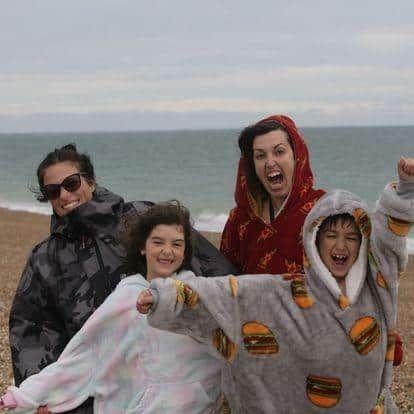 The Kemps join for a dip.