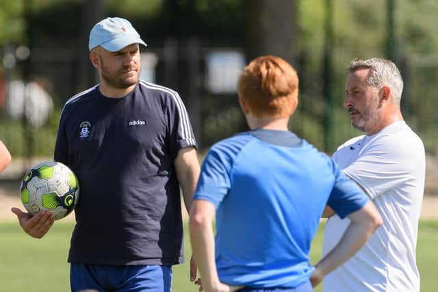 US Portsmouth boss Tom Grice, left. Picture: Keith Woodland (170721-5)