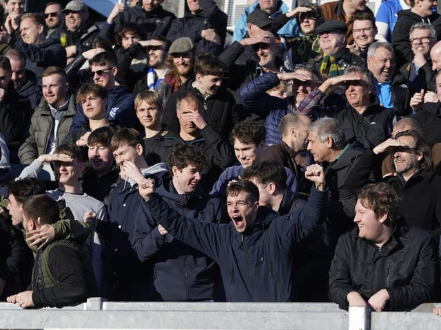 Pompey fans at the Blues' victory at the Memorial Stadium.