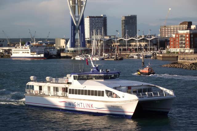 Wightlink's FastCat, which runs between Portsmouth Harbour Station Pier and Ryde Pier on the Isle of Wight, was suspended after Christmas Eve due to lack of customers. Picture: Tony Weaver