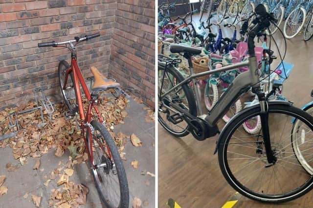 On the left is a bait bike which is being used by police to catch thieves. On the right is a £2,500 ebike that was recently stolen in Portsmouth.  Picture: Hampshire police/David Hall.