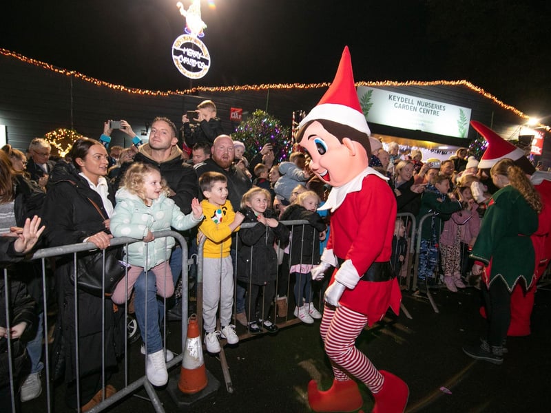 Visitors queuing outside the grotto.