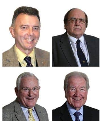 Clockwise from top left - Cllr Jim Forrest, Councillor Peter Davies, Cllr Trevor Cartwright and Cllr Roger Price, who are all standing down from Fareham Borough Council

