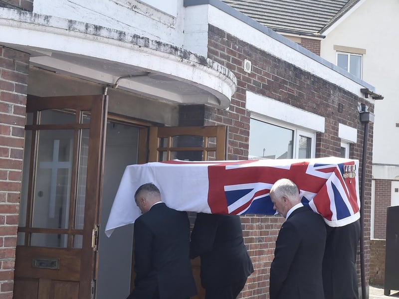 The funeral of veteran Reginald Plowman took place at The Salvation Army Church in The Crossways, Gosport, on Thursday, May 9, 2024.Picture: Sarah Standing (090524-2002)