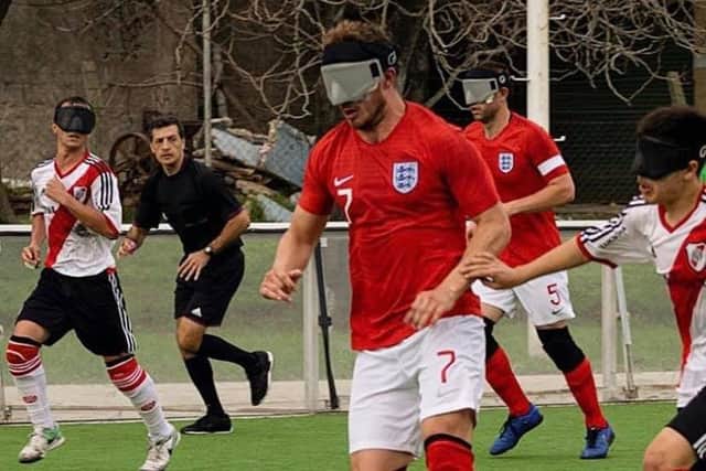 Brandon Coleman in action for England blind football
