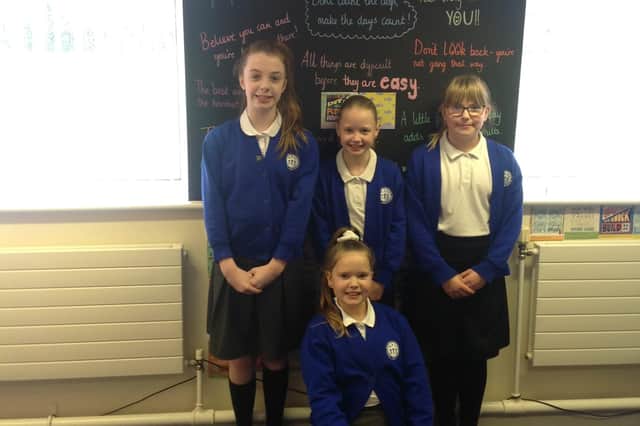 (Left to right) Scarlett Parker, Kalahni Jennings, Lauren Knowles, Keresi Stanhope(front) who took part in cheering up local residents on Blue Monday.