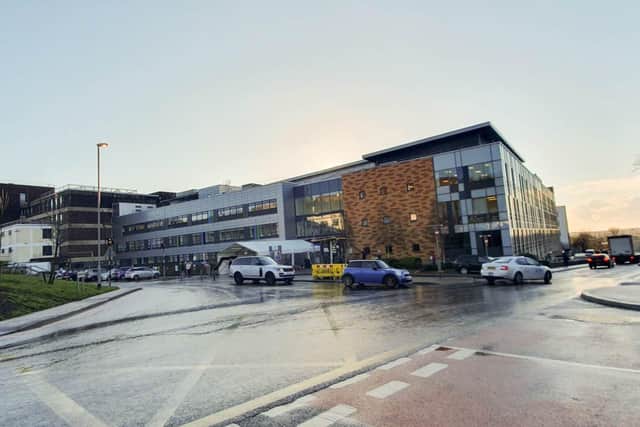 Major incident declared at Queen Alexandra Hospital in Portsmouth after significant water leak on Friday 7 January 2022

Pictured: North entrance with a few people outside