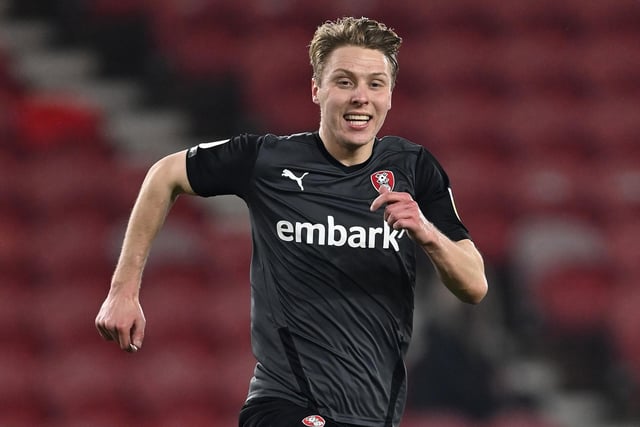 Partnering Morrell is Rotherham's Jamie Lindsay. Although this would have been a realistic signing, the chances of Pompey signing him this summer in real life has become more difficult after he signed a new deal with the Millers.   Picture:  Stu Forster/Getty Images