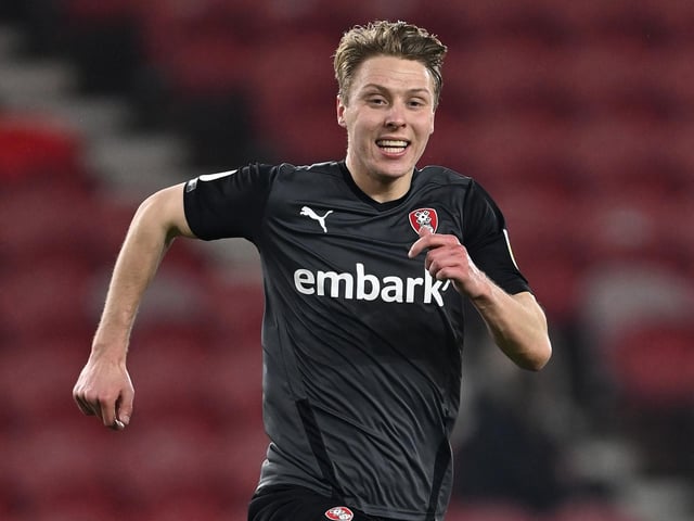 Partnering Morrell is Rotherham's Jamie Lindsay. Although this would have been a realistic signing, the chances of Pompey signing him this summer in real life has become more difficult after he signed a new deal with the Millers. Picture: Stu Forster/Getty Images