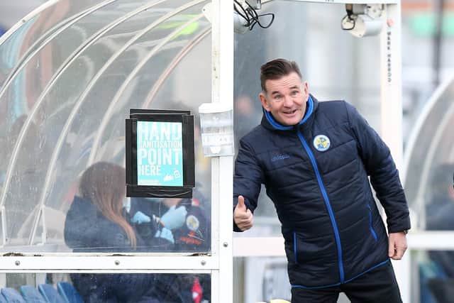 Thumbs up - Hawks manager Paul Doswell during his side's National League South victory over Hungerford Town. Picture: Chris Moorhouse