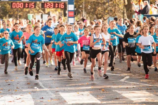 Girls set off on the junior run at the Great South Run on Saturday. Photo: Gary Tiller