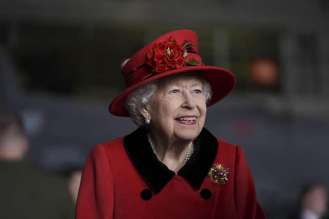 Queen Elizabeth II during a visit to HMS Queen Elizabeth at HM Naval Base ahead of the ship's maiden deployment on May 22, 2021 in Portsmouth, England. Photo by Steve Parsons - WPA Pool / Getty Images