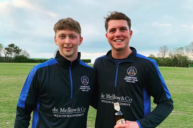 Hambledon skipper Spencer Le Clercq, left, with overseas all-rounder Matt De Villiers
