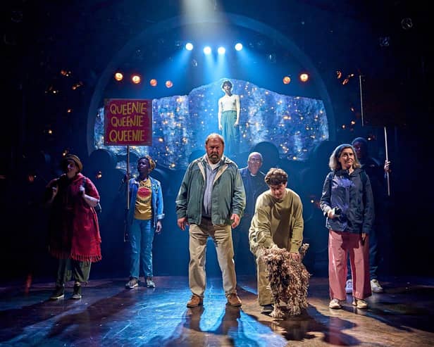 Mark Addy (centre) and company in The Unlikely Pilgrimage of Harold Fry at Minerva Theatre, Chichester. Picture by Manuel Harlan