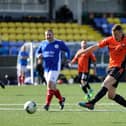 Pete Sanderson, pictured scoring for AFC Portchester Vets in a friendly at Westleigh Park, is preparing for his fourth charity challenge since the first lockdown was implemented.
Picture: Chris Moorhouse