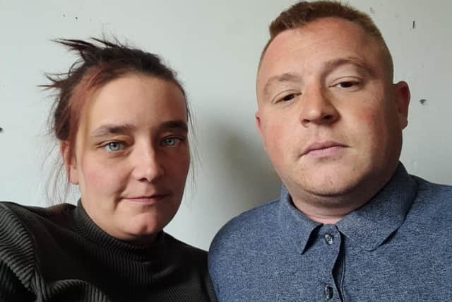 Chris Masters and his wife Nicola in their two-bedroom Portsmouth City Council maisonette at Lords Court, Lords Street, in Fratton. Pic supplied