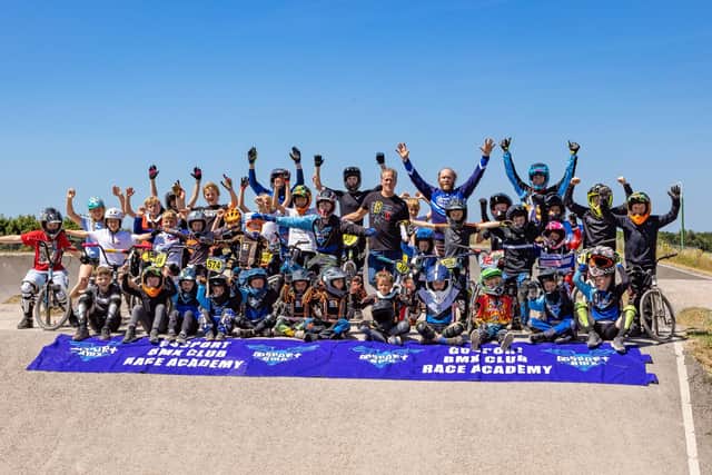 Gosport BMX club members with the legendary Bob Haro. Picture: Mike Cooter